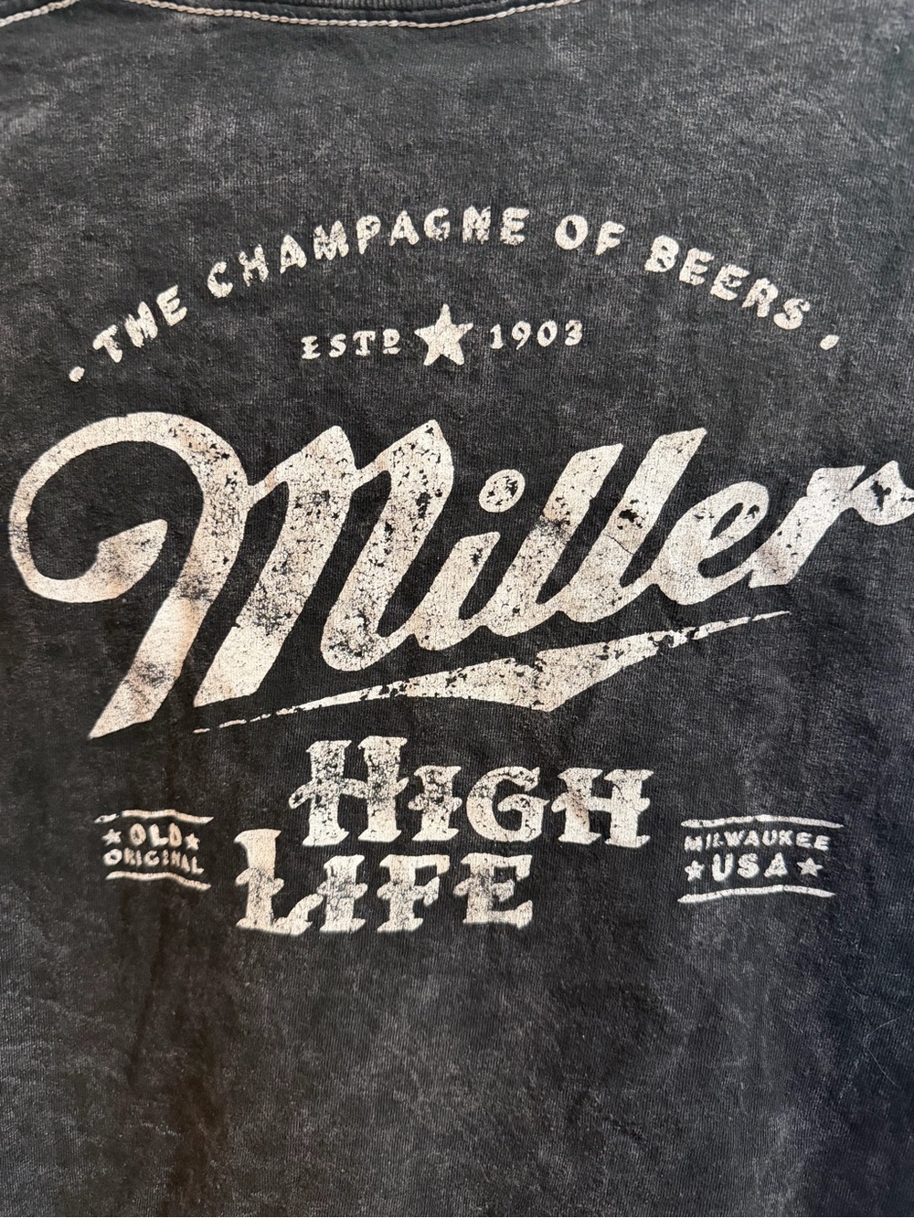 Miller High Life Black Washed Crop Tee XL - Picture 4 of 5